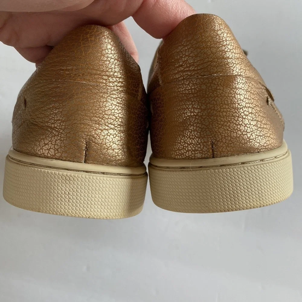 Frye Ivy lace up low top rose gold leather shoes sneakers Sz 8.5